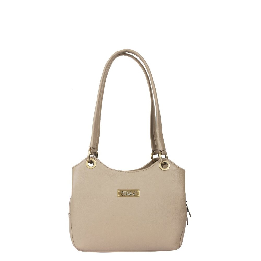 Women Genuine Leather Taupe Top Handle Shoulder Hobo  Bag Ladies Satchel Handbag